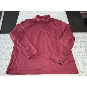 Untuckit Mens Polo Shirt Long Sleeve XL‎ Red White Damaschino Diamond Birdseye